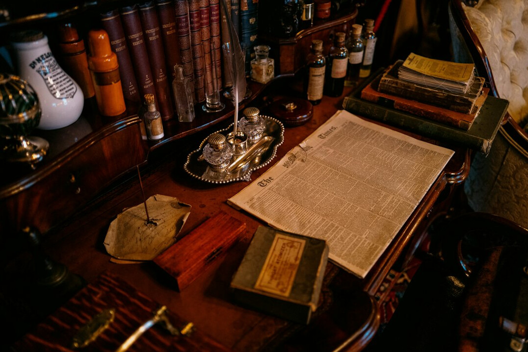 news desk with documents