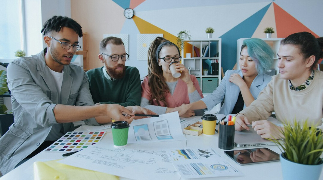 diverse people discussing